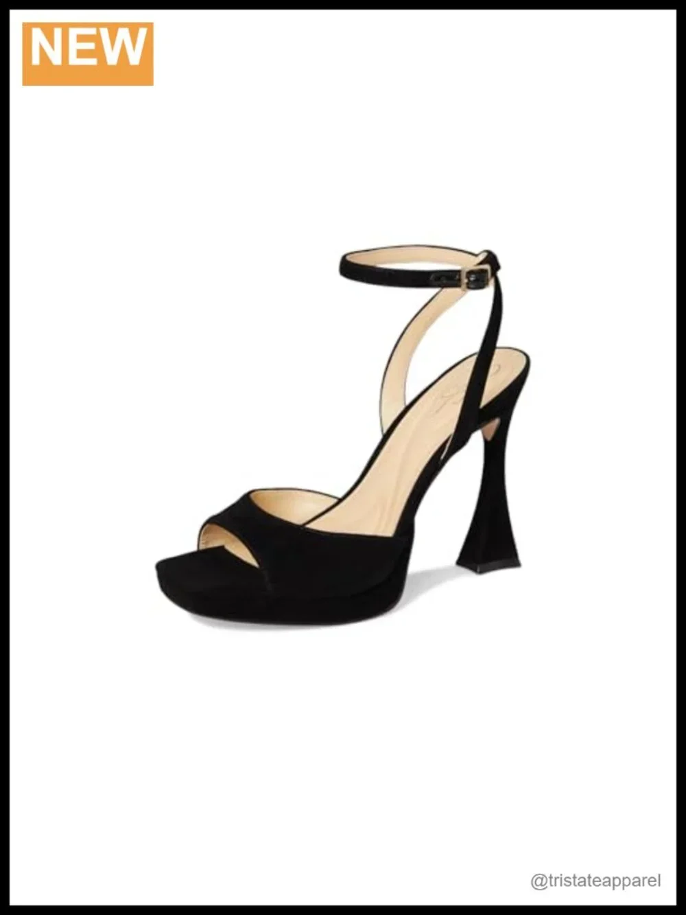 Platform Heeled Sandals Leather Square Toe Ankle Strap Comma Heel